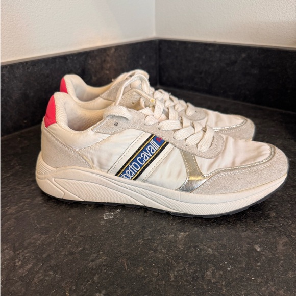 Roberto Cavalli Sport White and Silver Athletic Shoes - Picture 2 of 13